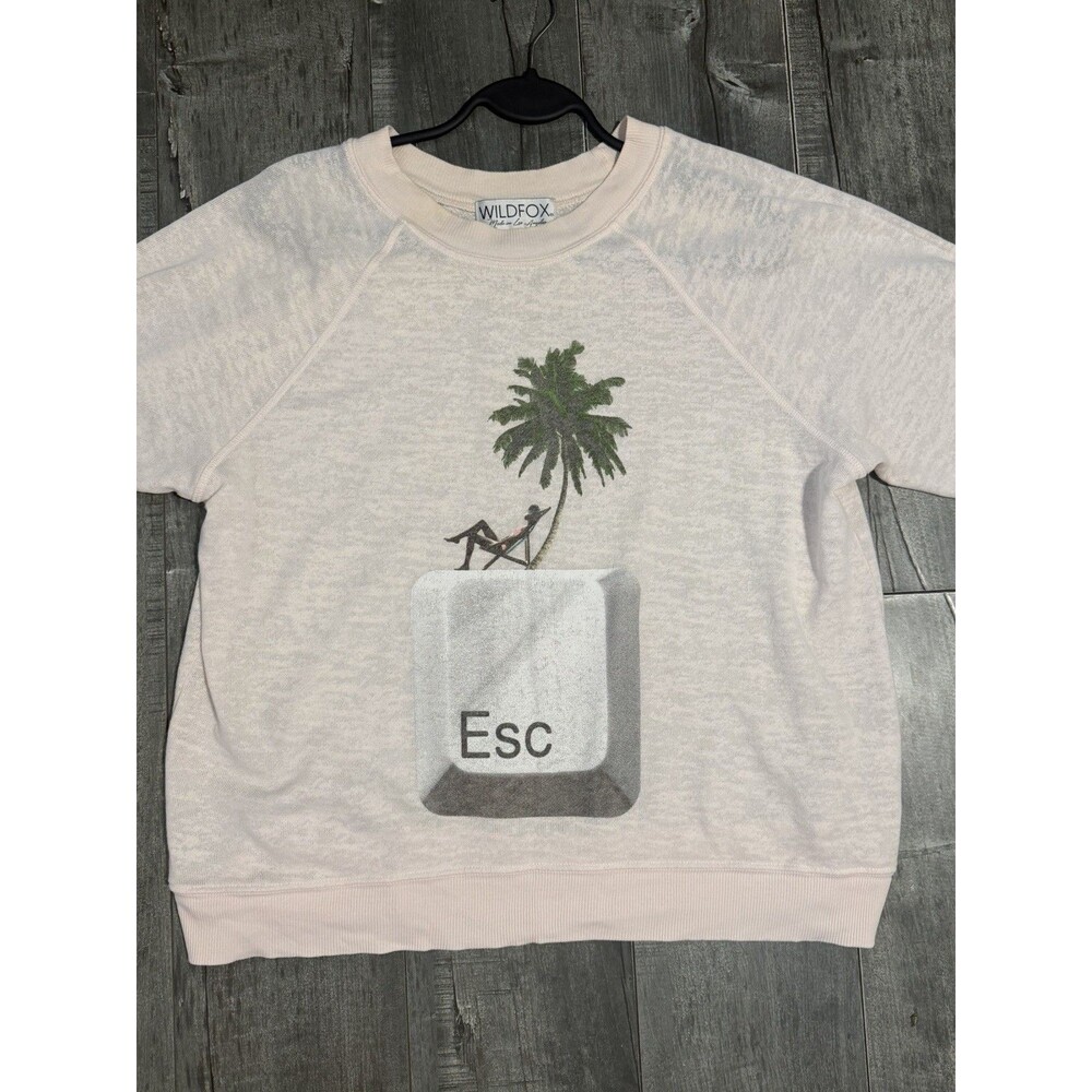 Wildfox Made in USA Escape Palm Tree Graphic Sweatshirt Pink Size M